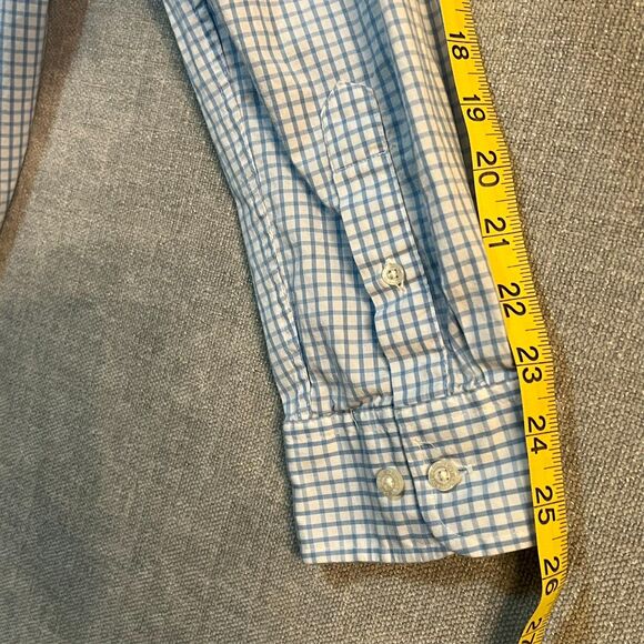 Men’s Crown & Ivy Classic Fit Shirt L Blue White Checked Long Sleeve Button-Up - Picture 9 of 9